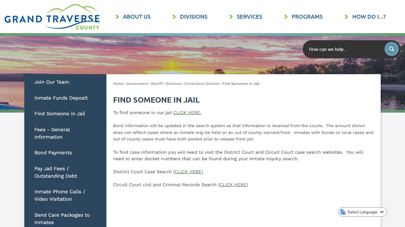 Find Someone in Jail | Grand Traverse County, MI